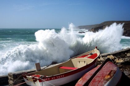 Storm waves breaking on the Irish coast