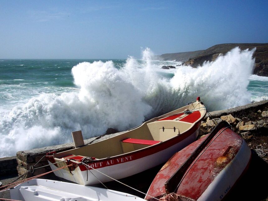 Storm waves breaking on the Irish coast